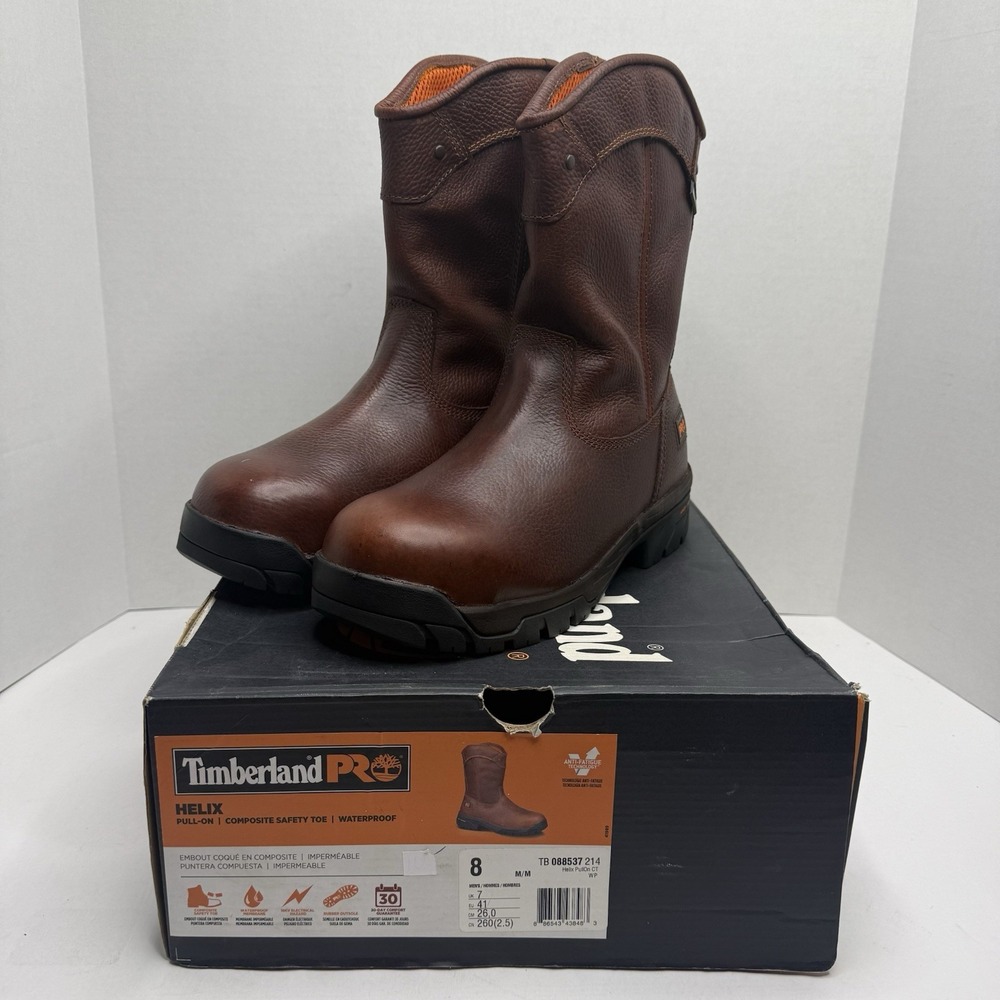 Timberland PRO Helix Pull-On CT WP Work Boots Mens 8M Brown NEW TB088537214